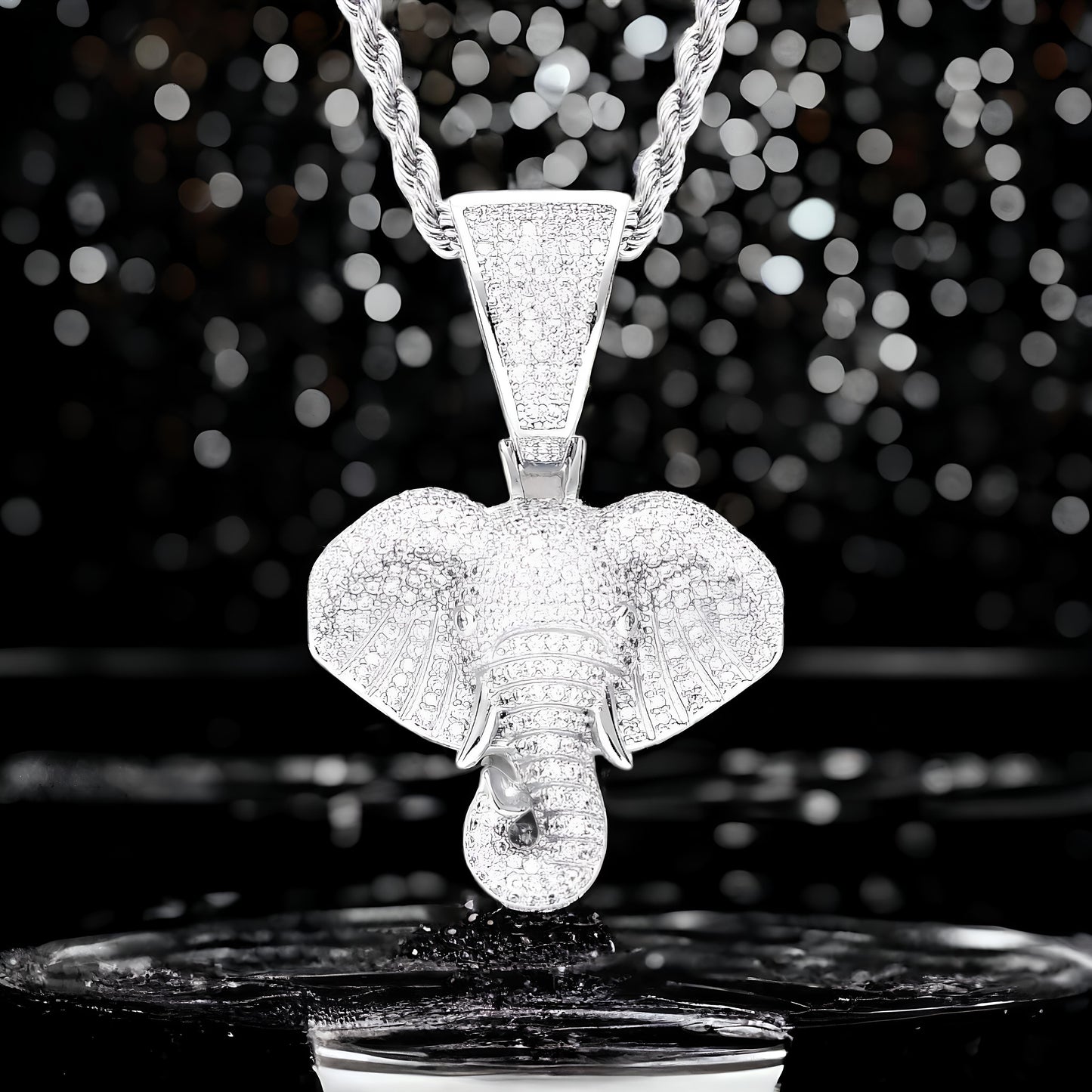 Elephant Shiny Diamond Necklace Talisman Amulet: FREE SHIPPING