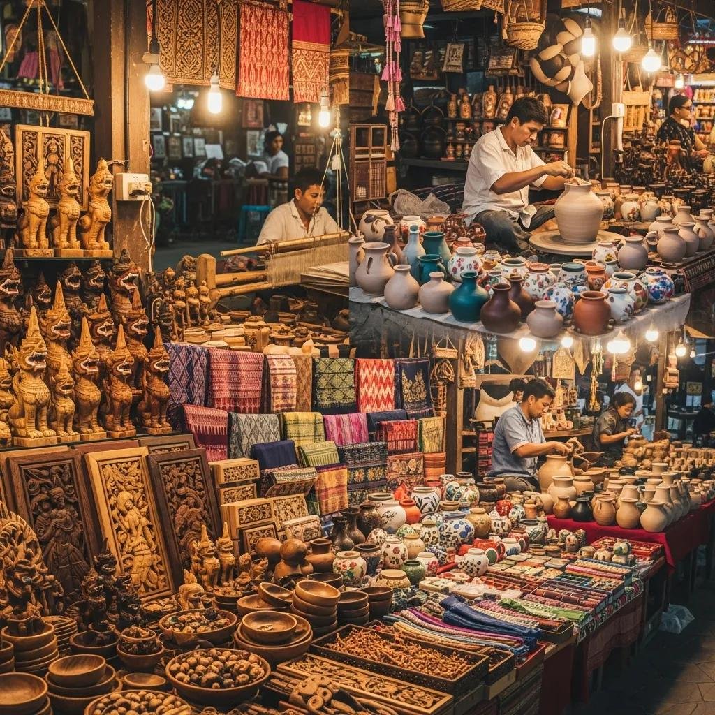 Thai Handicrafts vs. Mass-Produced Items: What's the Difference? 2 authentic thai handicrafts displayed in a traditional market showcasing craftsmanship and cultural heritage 55531d1d fffd 4fb1 b621 b26ef3a2d1d4