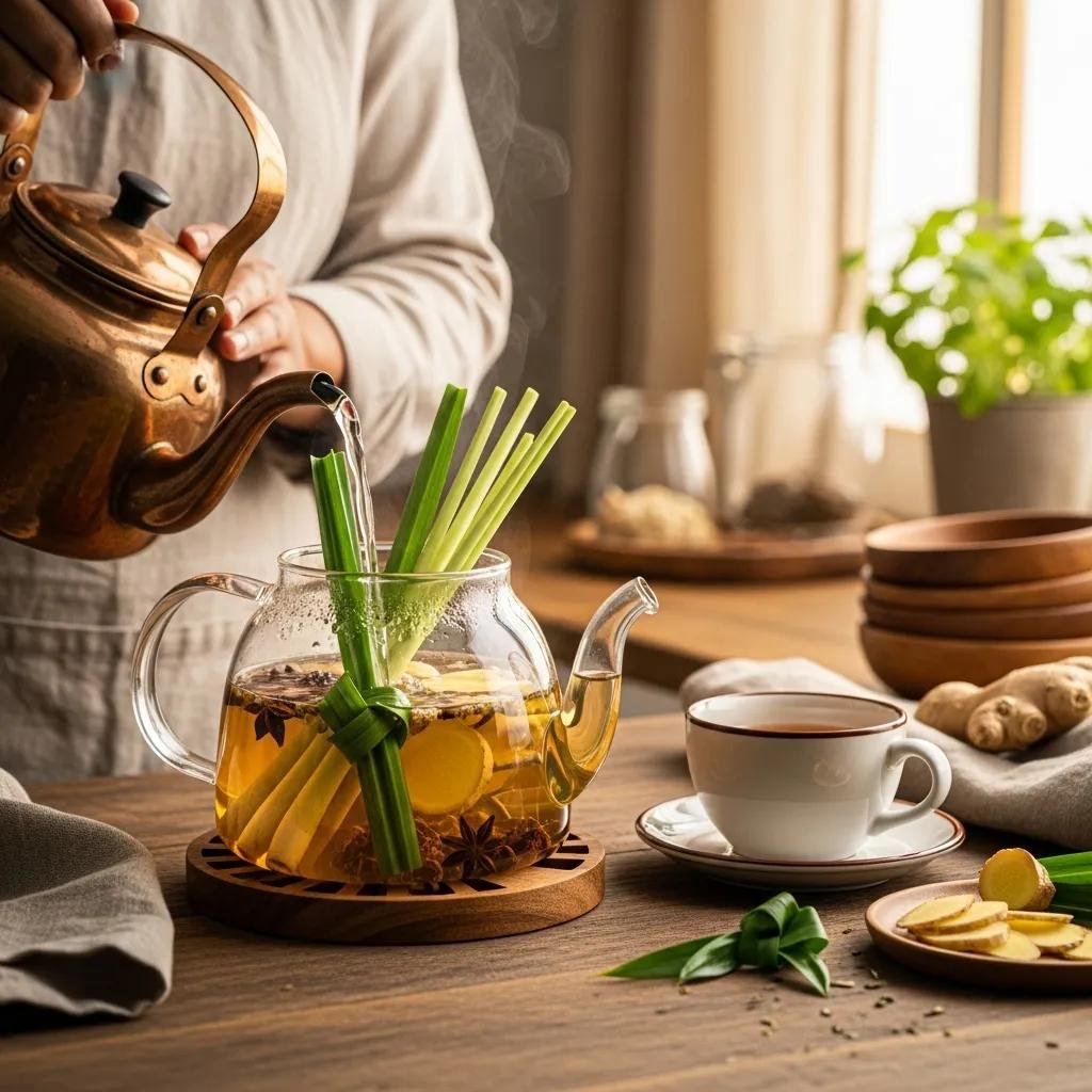 Tapee Tea Versus Competitors: What Sets Our Thai Herbal Blend Apart? 4 Brewing Tapee Tea in a cozy kitchen setting for optimal wellness
