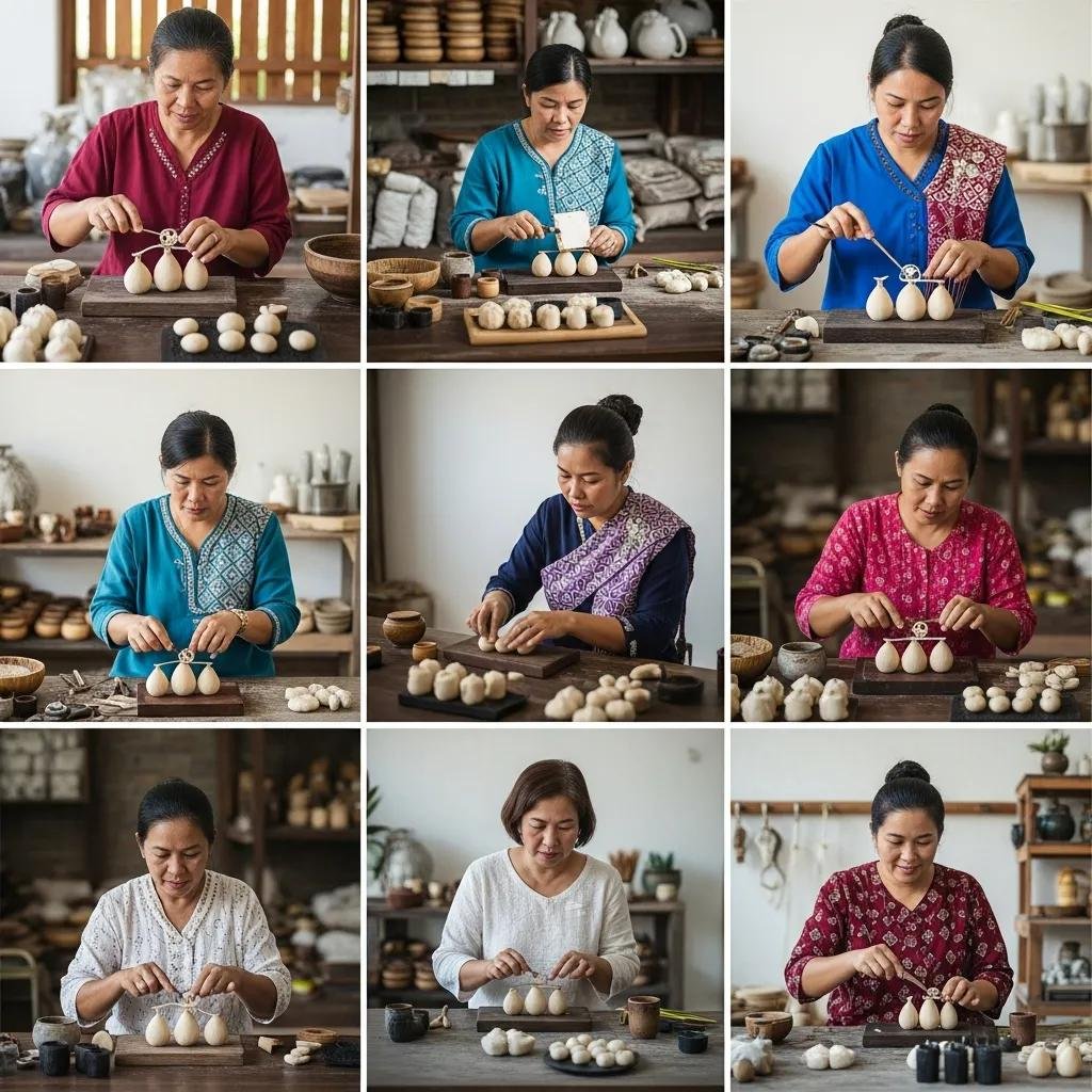 Collage of artisan profiles showcasing traditional Thai craftsmanship and diverse cultural heritage