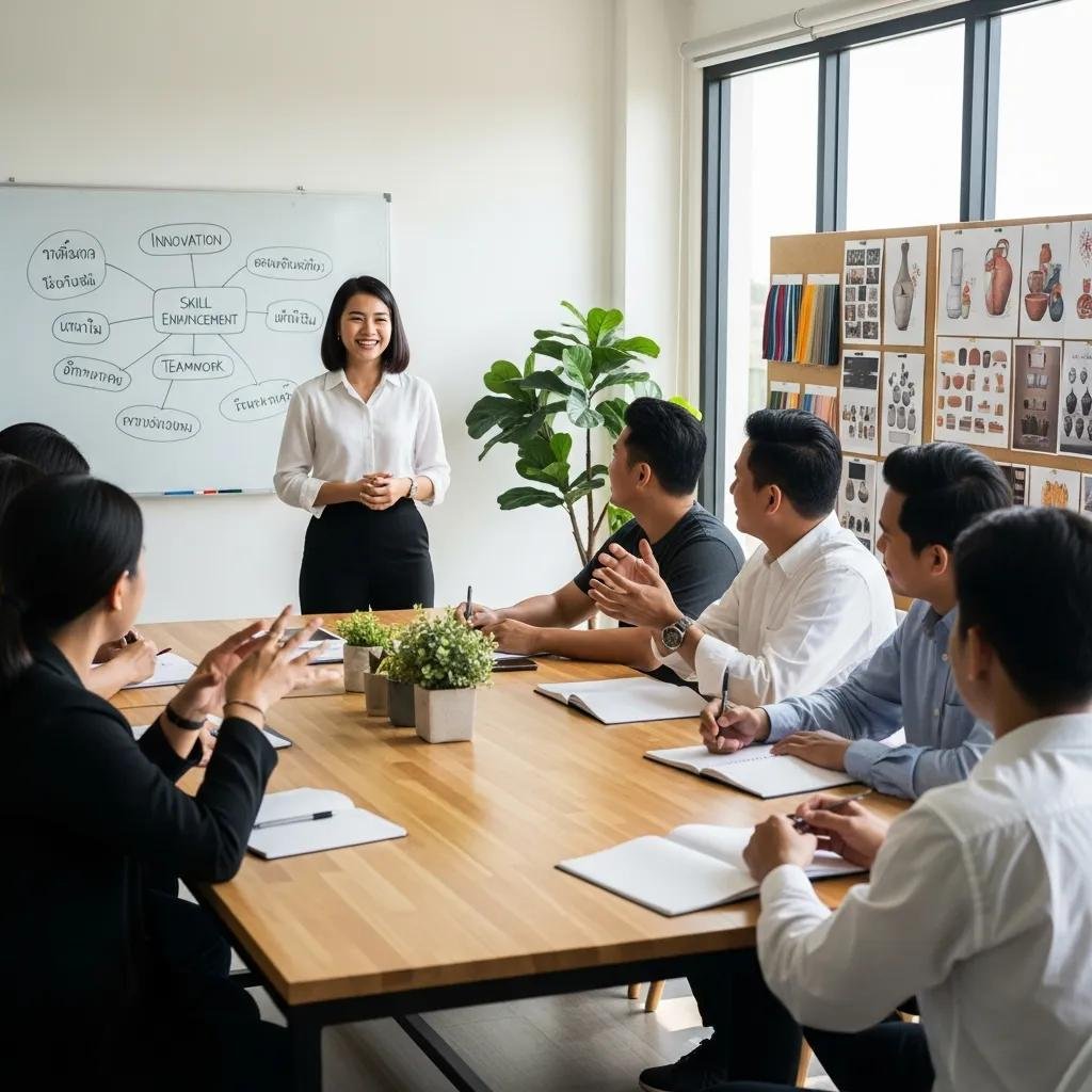 Join Our Team: Career Opportunities at ArtisanThai 3 Employees participating in a professional development workshop at ArtisanThai