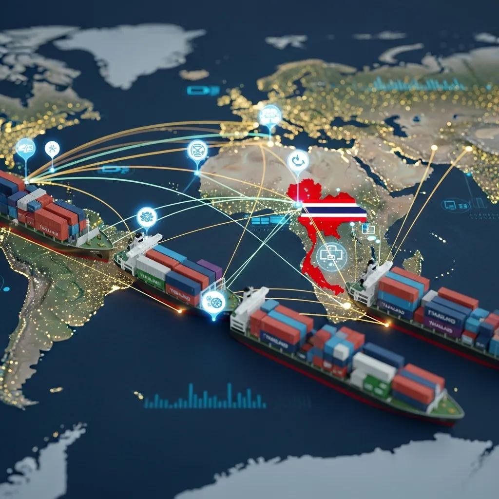 Logistics of global shipping with a world map and cargo ships