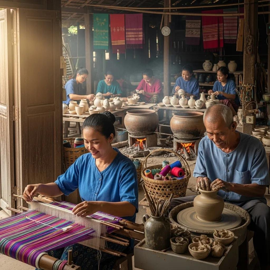 Discover Our Bulk Purchase Pricing Options for Authentic Thai Handicrafts 3 Thai artisans engaged in traditional crafts, highlighting ethical sourcing practices